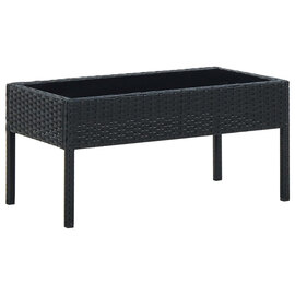 Macy Rattan Garden Coffee Table Large In Black With Glass Top