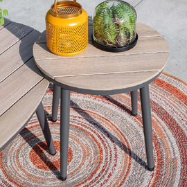Macy Wooden Garden Round Side Table In Light Oak