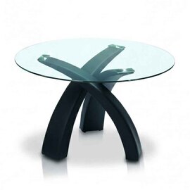 Madrid Round Glass Dining Table with Black Base