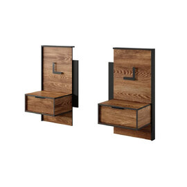 Madrid Chestnut Oak Wooden Bedside Cabinet With 2 Doors In Pair