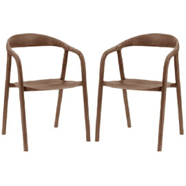 Madrina Walnut Wooden Dining Chairs In Pair