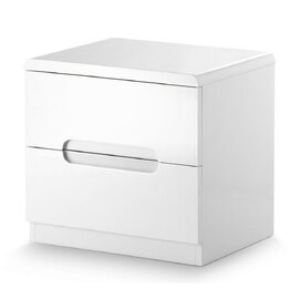 Magaly High Gloss Bedside Cabinet With 2 Drawers In White