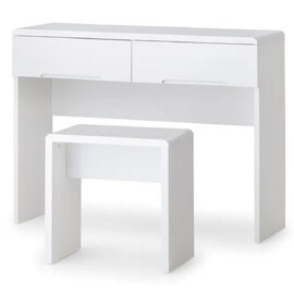Magaly Modern Dressing Table In White High Gloss With Stool