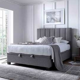 Magna Fabric Ottoman Storage King Size Bed In Marbella Grey