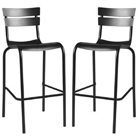 Magnolia Black Aluminium Bar Stools In Pair