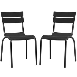 Magnolia Black Outdoor Aluminium Side Chairs In Pair
