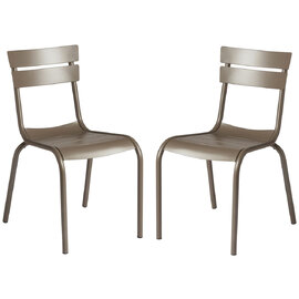 Magnolia Grey Outdoor Aluminium Side Chairs In Pair