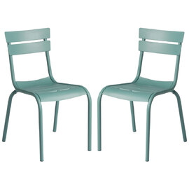 Magnolia Light Outdoor Blue Aluminium Side Chairs In Pair