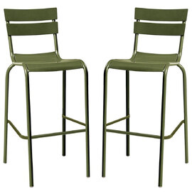Magnolia Olive Green Aluminium Bar Stools In Pair