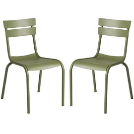 Magnolia Olive Green Outdoor Aluminium Side Chairs In Pair