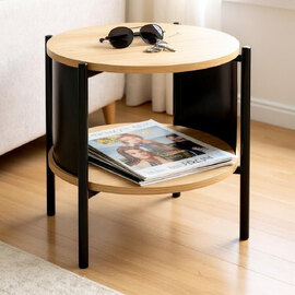 Magnolia Wooden Side Table With 1 Shelf In Oak Black