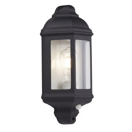 Maine Clear Glass Shade Metal Outdoor Wall Light With PIR Sensor In Black