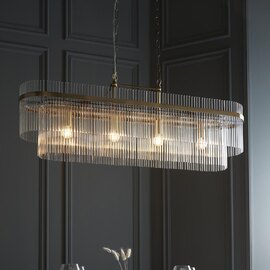 Mainz 4 Light Clear Glass Pendant Ceiling Light In Antique Brass
