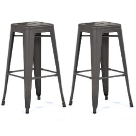 Maire Gun Grey Metal Bar Stools In Pair