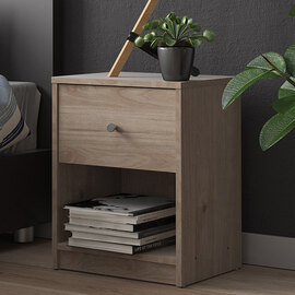 Maiton Wooden Bedside Cabinet With 1 Drawer In Oak