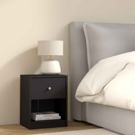 Maiton Wooden Bedside Cabinet With 1 Drawer In Black