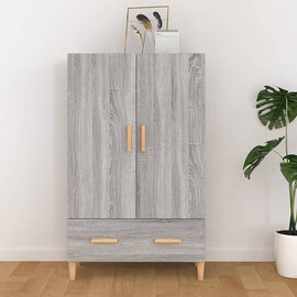 Makula Wooden Highboard With 2 Door 1 Drawer In Grey Sonoma Oak