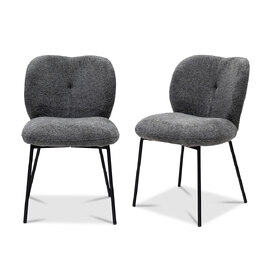 Malaga Charcoal Fabric Dining Chairs with Black Legs in Pair