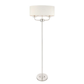 Maldon Glass Floor Lamp In Bright Nickel