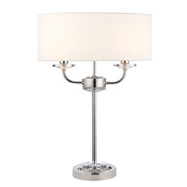 Maldon Glass Table Lamp In Bright Nickel