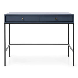 Malibu Wooden Computer Desk With 2 Drawers In Navy