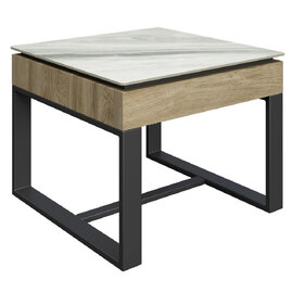 Malibu Sintered Ceramic Side Table With Grey Legs In White