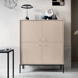 Malibu Wooden Storage Cabinet With 4 Doors In Beige