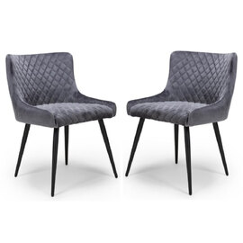 Margate Grey Fabric Dining Chairs In Pair