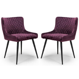 Margate Mulberry Fabric Dining Chairs In Pair
