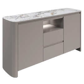 Malone Grey Gloss Sideboard With White Ceramic Top And LED Lights