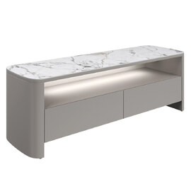 Malone Grey Gloss TV Stand With White Ceramic Top And LED Lights