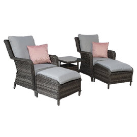 Malti Rattan Garden Lounge Set With Side Table In Grey
