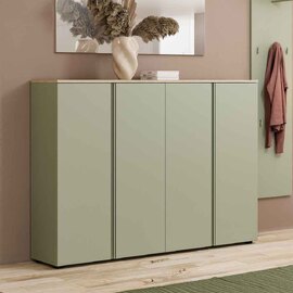 Malvern Wooden Shoe Storage Cabinet with 4 Doors in Sage Green