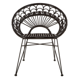 Hunor Black Kubu Rattan Chair With Black Iron Legs   