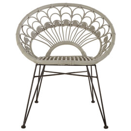 Hunor Grey Kubu Rattan Chair With Black Iron Legs   