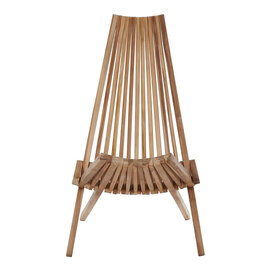 Hunor Teak Wooden Lounge Chair In Natural Finish    