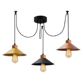 Manavgat 3 Light Metal Ceiling Pendant Light in Gold and Black