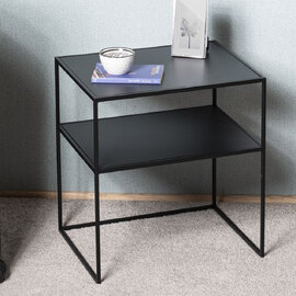 Manitowoc Large Metal End Table With Undershelf In Black