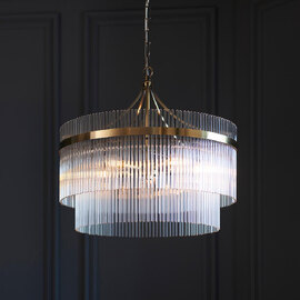 Mankato 5 Light Glass Pendant Ceiling Light In Antique Brass