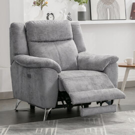 Mankato Fabric Electric Recliner 1 Seater Sofa In Ash