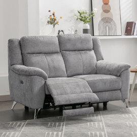 Mankato Fabric Electric Recliner 2 Seater Sofa In Ash