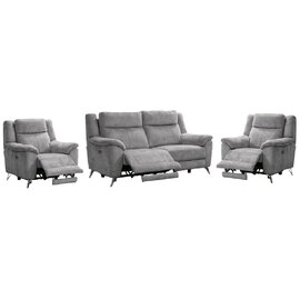 Mankato Fabric Electric Recliner 3+1+1 Seater Sofa Set In Ash