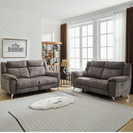 Mankato Fabric Electric Recliner 3+2 Seater Sofa Set - Stone