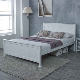 Manley Wooden King Size Bed In White