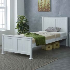 Manley Wooden Single Bed In White