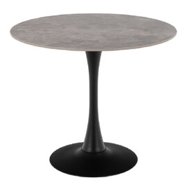 Manteo Ceramic Dining Table Round In Grey And Black