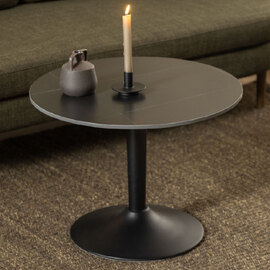 Manteo Ceramic Round Coffee Table in Matt black