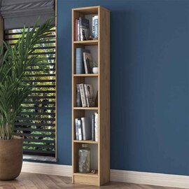 Marbella Small Wooden Bookcase with 5 Shelves in Walnut