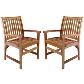 Marfa Garden Natural Wooden Armchairs In Pair