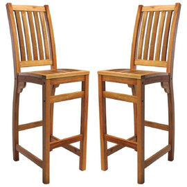 Marfa Natural Wooden High Stools In Pair